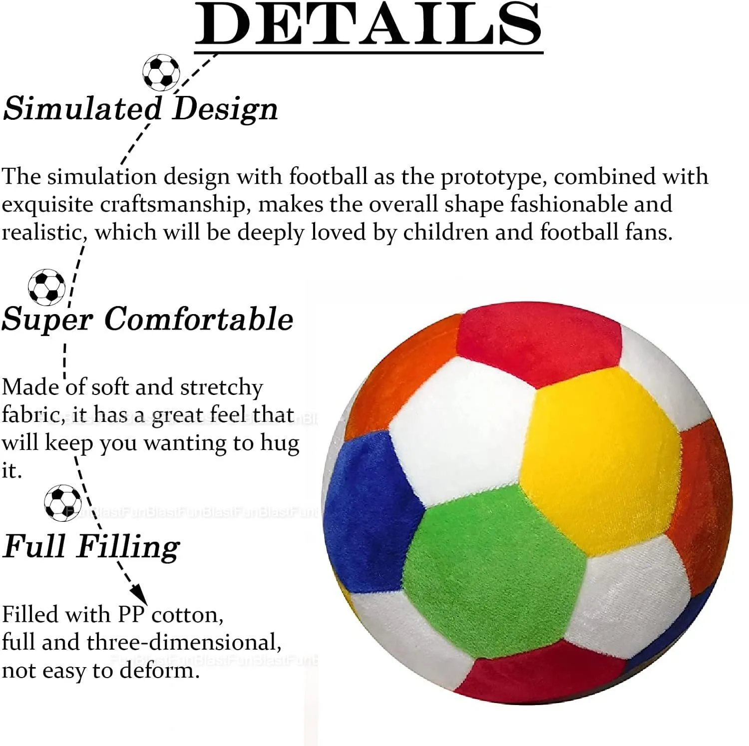 FunBlast Soft Ball for Kids - Plush Ball for Babies, Ball for Kids, Rattle Ball, Soft Balls for Baby, Balls for Babies, Toys for Kids, Football for Kids (Pack of 2 Pcs) (15 cm)