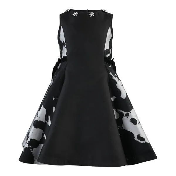 GIRLS BLACK AND GREY PANEL DRESS