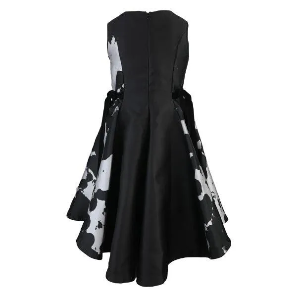 GIRLS BLACK AND GREY PANEL DRESS