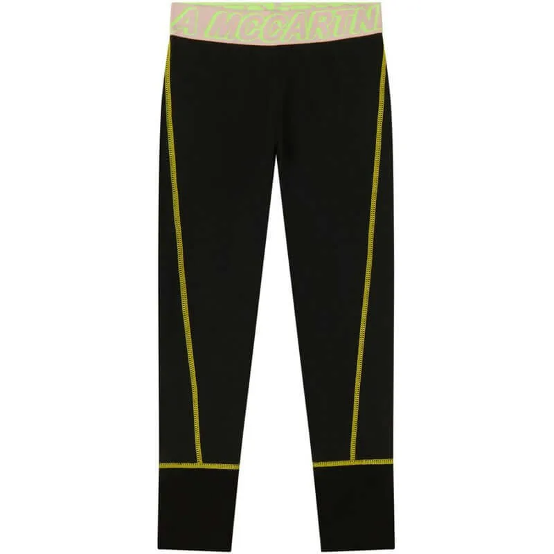 Girls Black Logo Sport Leggings