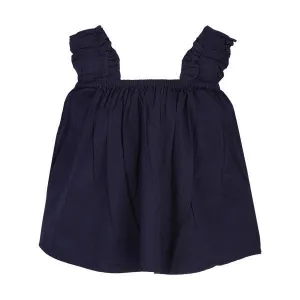 GIRLS NAVY STRAP SHOULDER BLOUSE