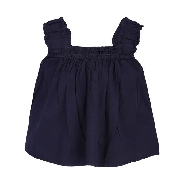 GIRLS NAVY STRAP SHOULDER BLOUSE