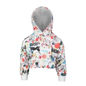 GIRLS WHITE GRAPHIC PRINT HOODIE