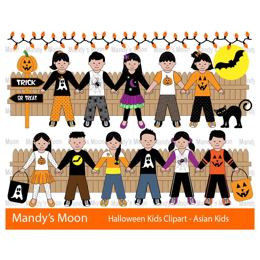 Halloween Kids Clipart Set - Asian Kids (Personal & Nonprofit Use only)