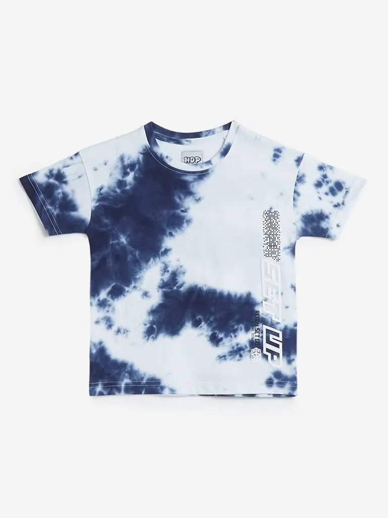 HOP Kids White Tie-Dye Printed T-Shirts