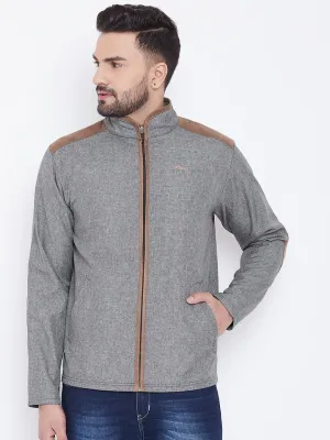 JUMP USA Men Grey Solid Bomber Jacket