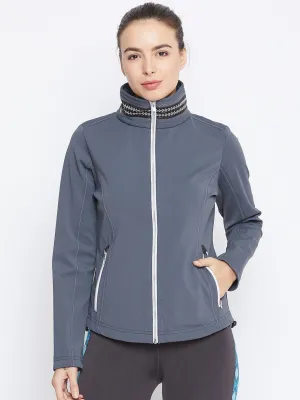 JUMP USA Women Grey Solid Sporty Jacket