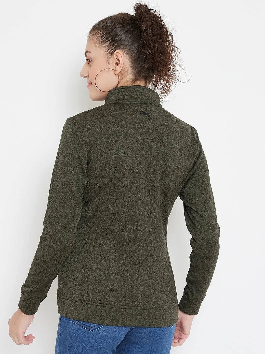 JUMP USA Women Solid Olive Active wear Jacket