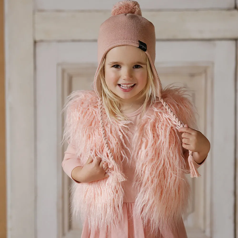 Kapow Kids Shaggy Faux Fur Vest Rose