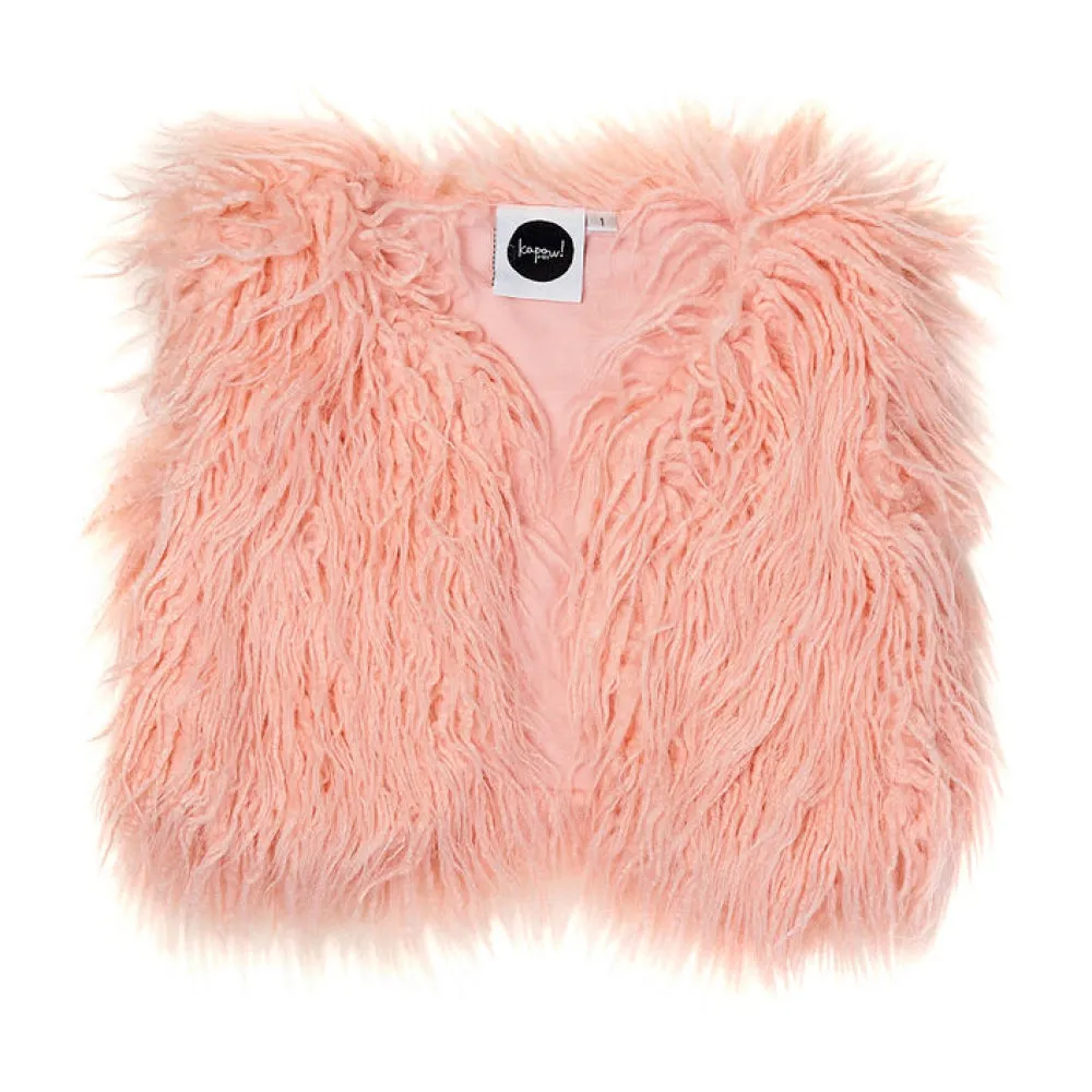 Kapow Kids Shaggy Faux Fur Vest Rose