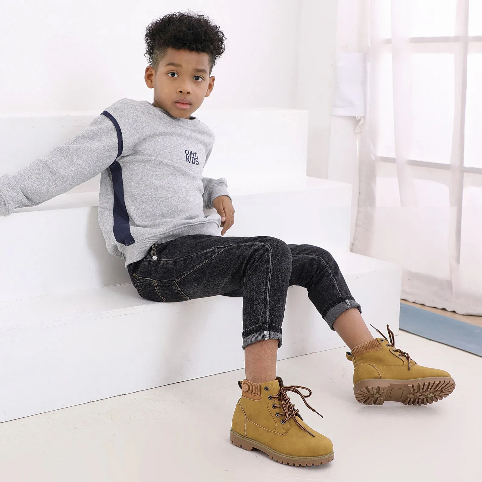 Kids Ankle Boots Lace-Up Outdoor Boots