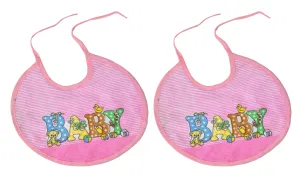 Kuber Industries Rouned Shaped Unisex Baby Cotton Super Bib, Baby Bib, Washable, Stain And Odor Resistant-Pack of 2 (Pink)-HS43KUBMART25532