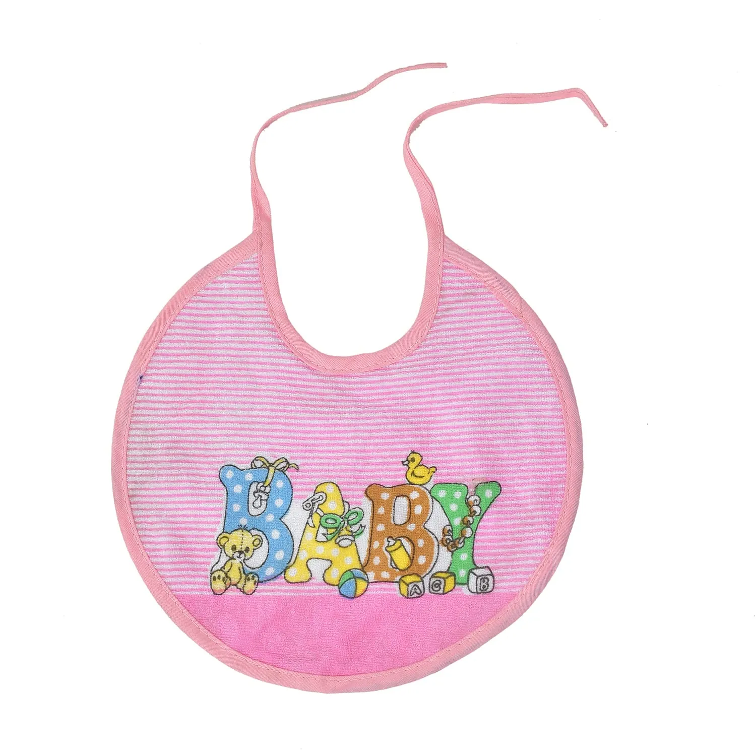 Kuber Industries Rouned Shaped Unisex Baby Cotton Super Bib, Baby Bib, Washable, Stain And Odor Resistant-Pack of 2 (Pink)-HS43KUBMART25532