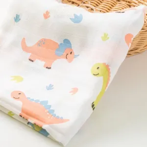 Little Dino Random Printed Muslin Swaddle Blanket For Baby By MM - 1 Pc