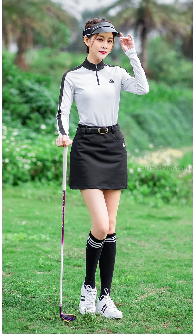 Long Sleeves Golf Shirt Ladies Spring Summer Sportswear Breathable Sports T-shirt Bottoming Tops