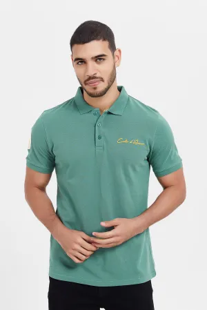 Men Green Varsity Sports Polo Shirt