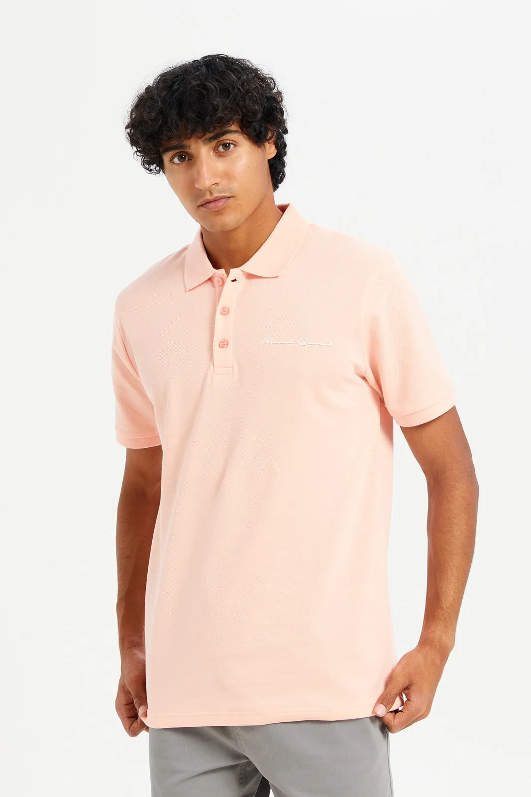 Men Orange Sports Varsity Polo Shirt