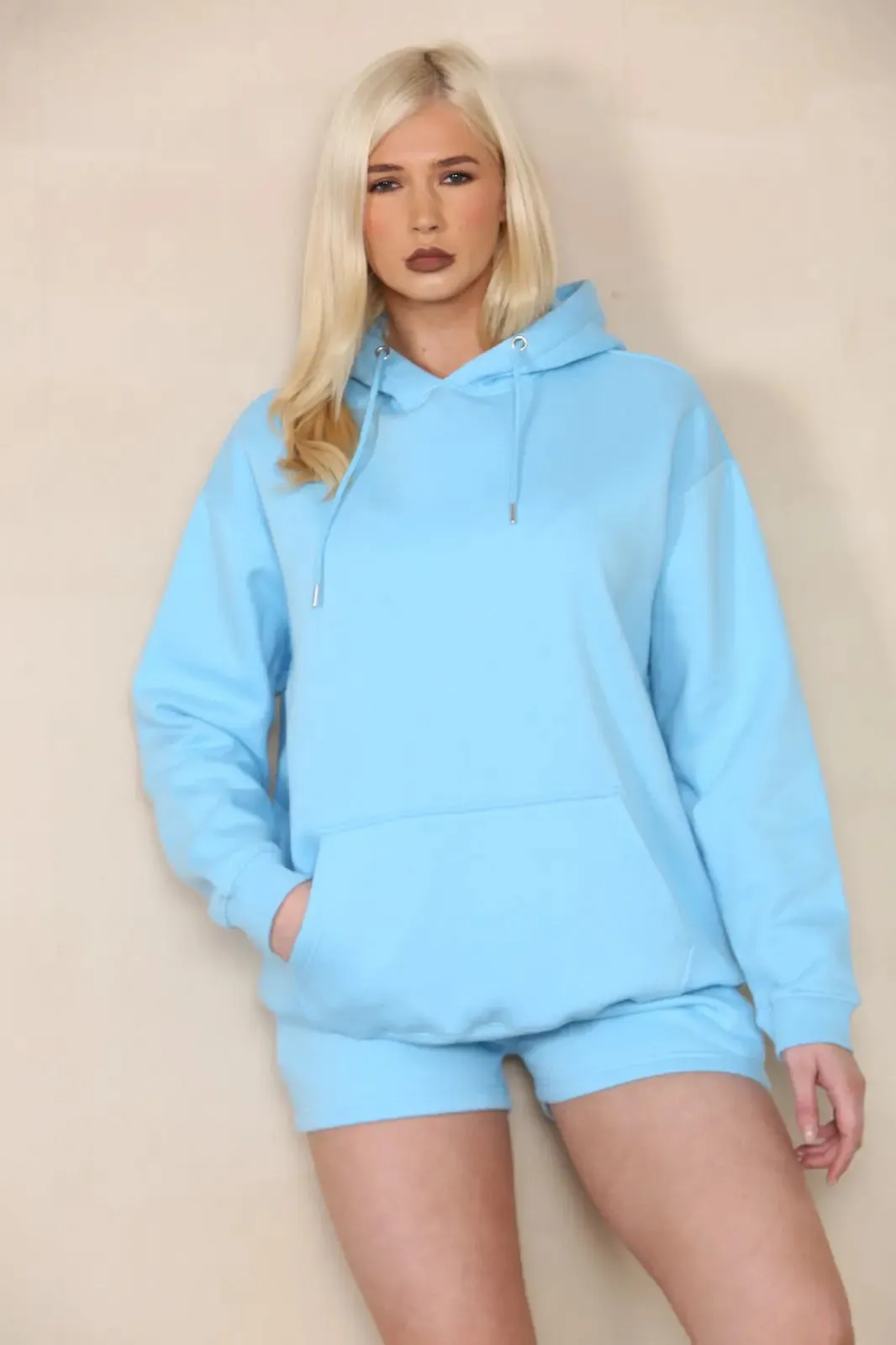 Oversized Pullover Hoodie and Short Loungewear Set