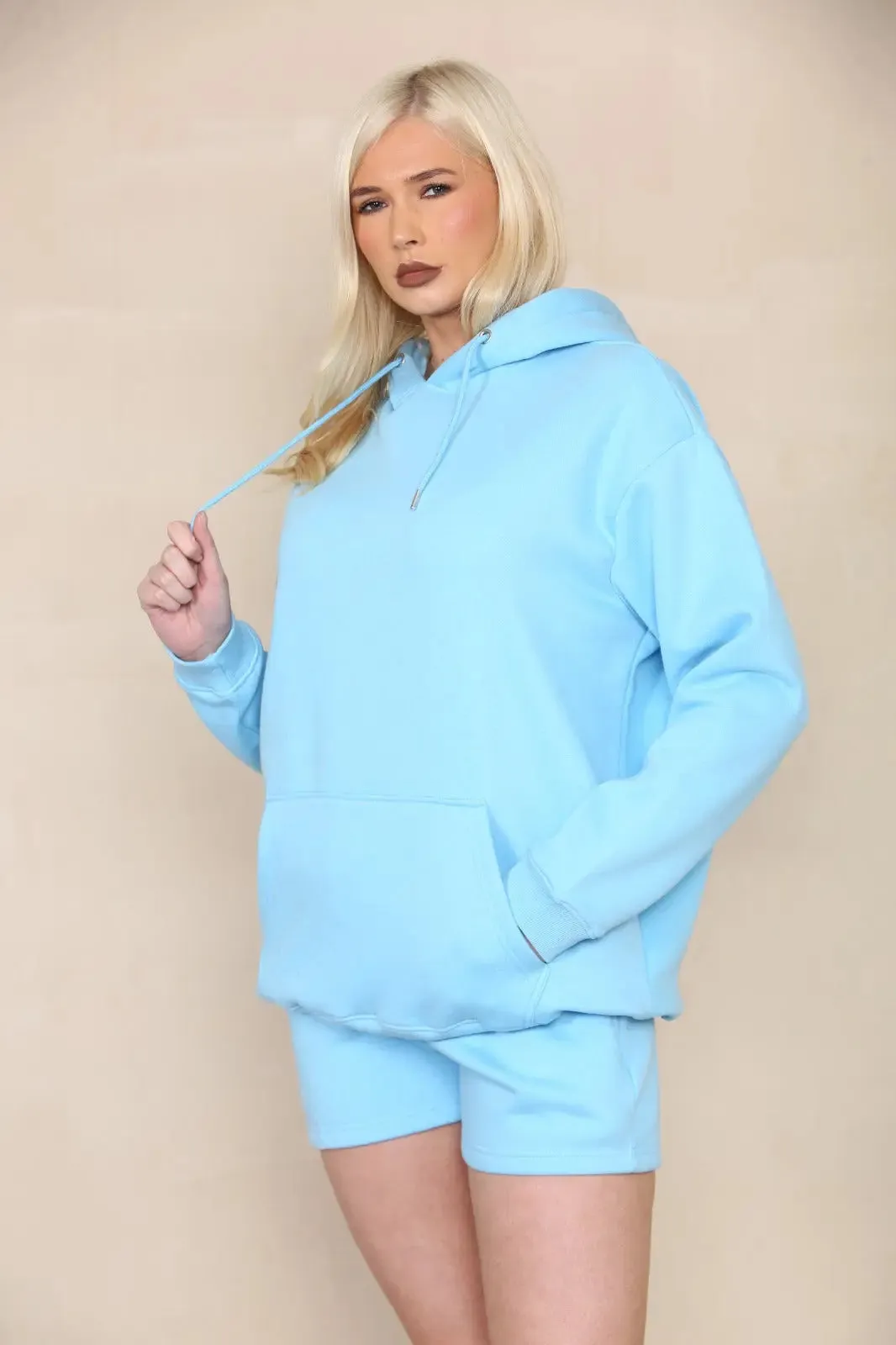 Oversized Pullover Hoodie and Short Loungewear Set