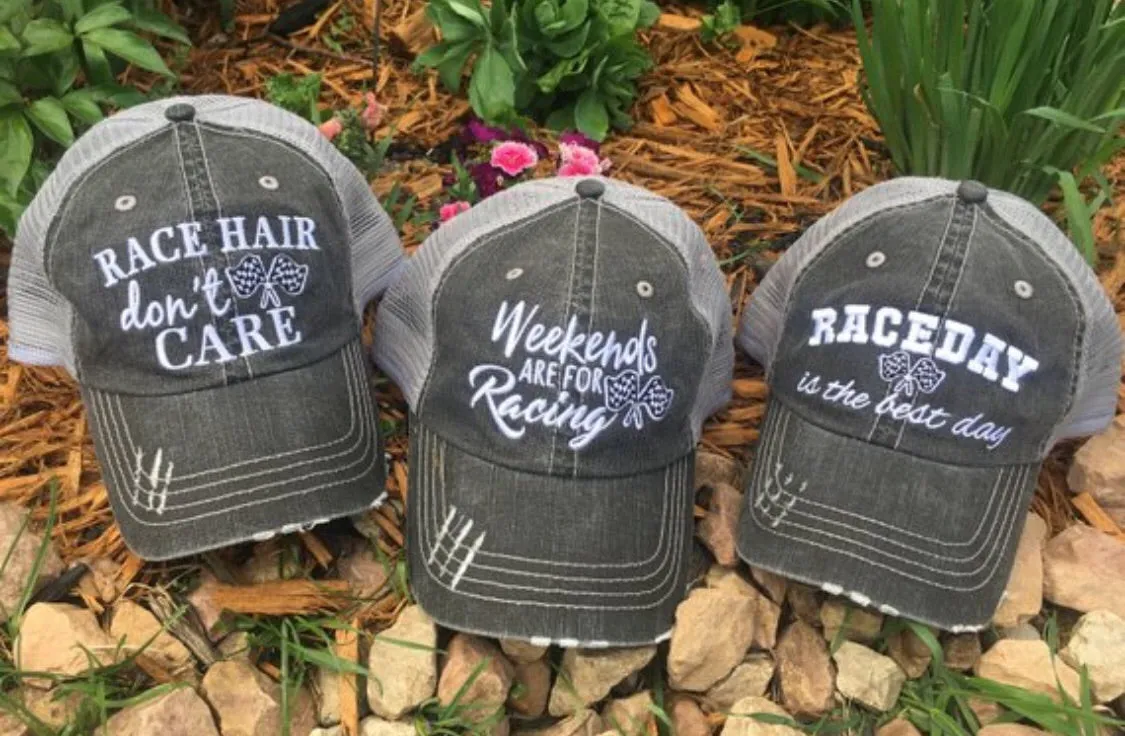 Personalized Racing hats Weekends are for racing Race hair dont care Raceday is the best day