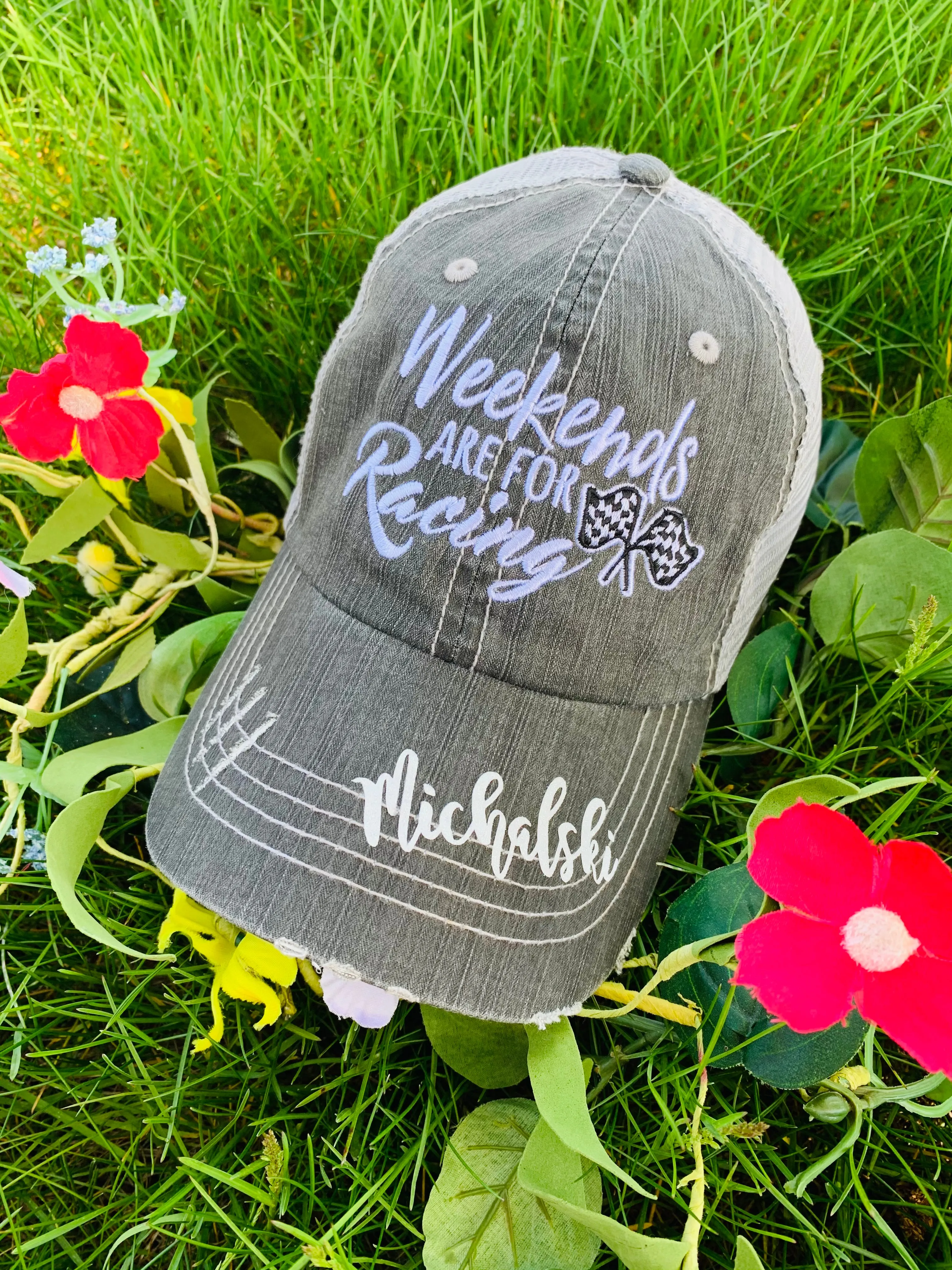 Personalized Racing hats Weekends are for racing Race hair dont care Raceday is the best day