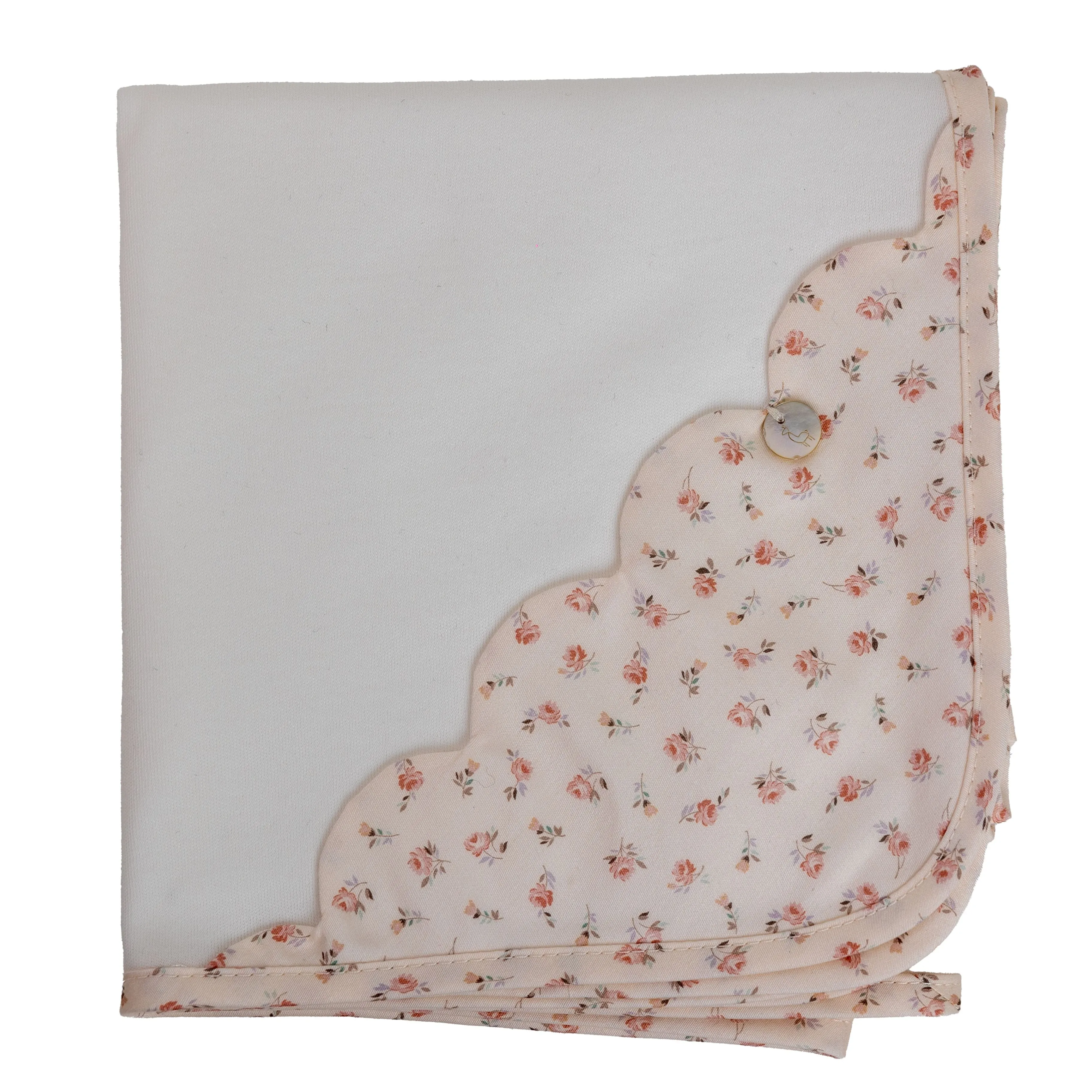 Pink Floral Cotton Scalloped Swaddle