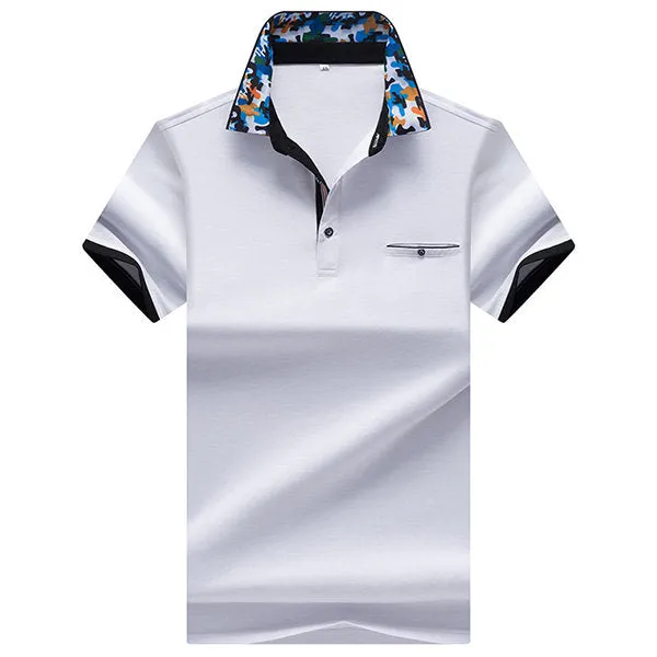 Polo Shirt Printed Collar Short Sleeve Casual Tops Mens Summer Breathable