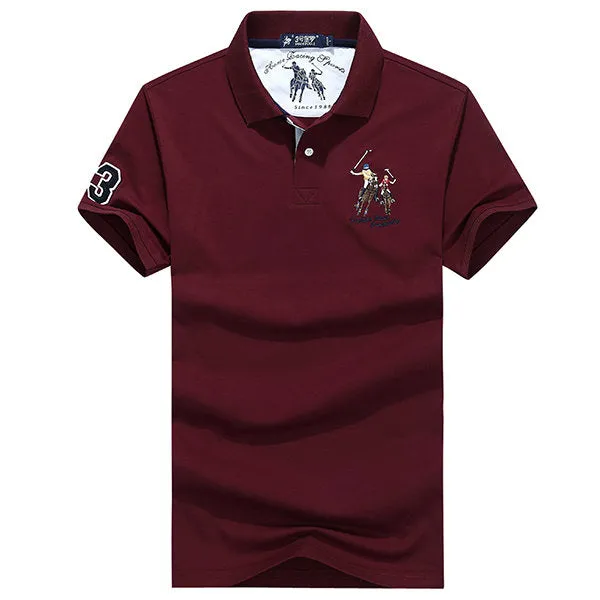 Short Sleeve Casual Cotton Polo Shirt Summer Embroidery Logo Solid Color