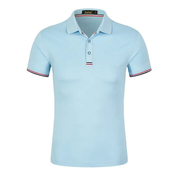 Short Sleeve Casual Polo Shirt Mens Fashion Solid Color Lapel