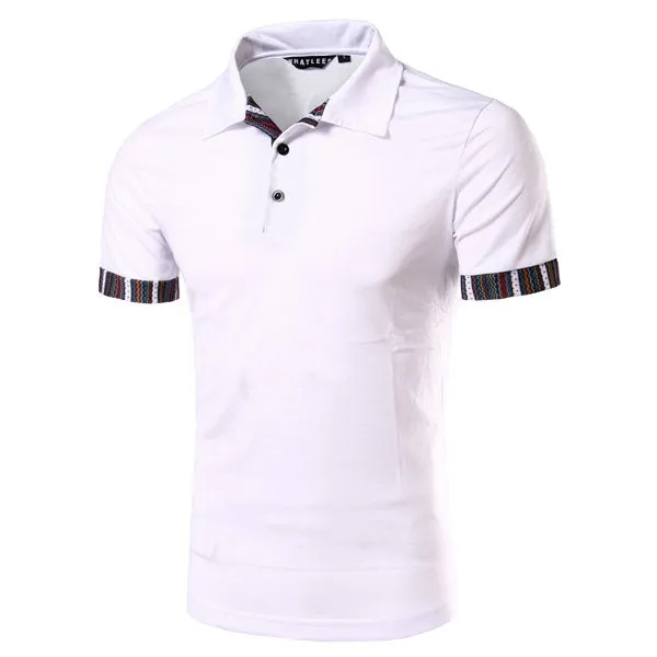 Short Sleeve Slim Fit Spring Summer Tops Casual Stitching Polo Shirt