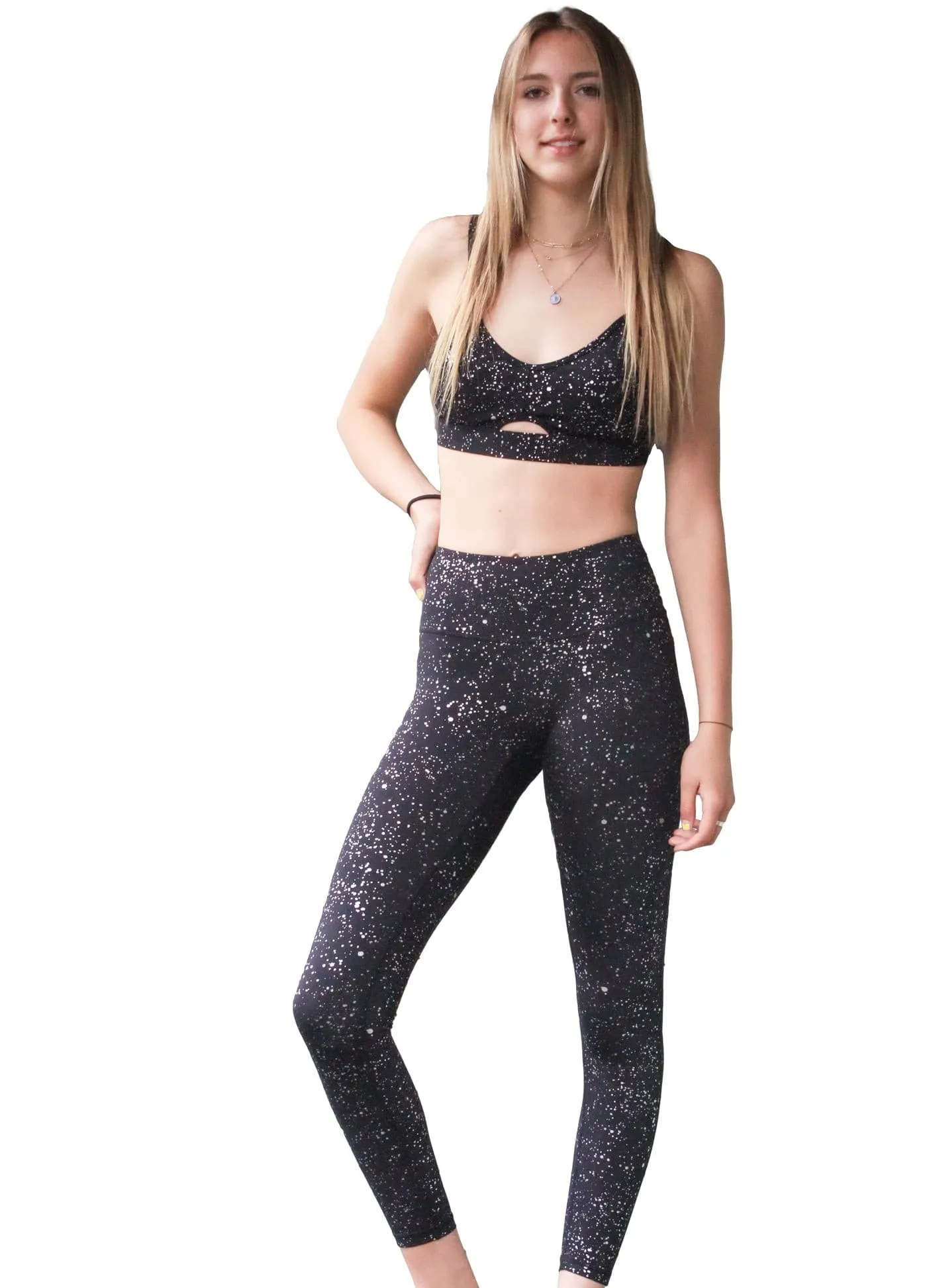 Silver & Rose Gold Sparkle Gabriella Sports Bra - Full Coverage Removable Cup Wirefree Bras for Yoga Training & Gym Workout