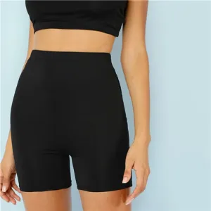 Solid Cycling High Waist Athleisure Crop Fitness Leggings Summer Ladies Casual Workout Leggings