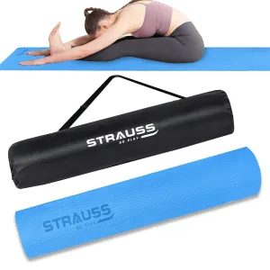 STRAUSS Anti Skid EVA Yoga Mat with Carry Bag, 6mm, Non-Slip Exercise Mat for Home & Gym | Lightweight & Durable Workout Mat | Ideal for Yoga, Pilates, Fitness | Ideal for Men & Women, (Sky Blue)