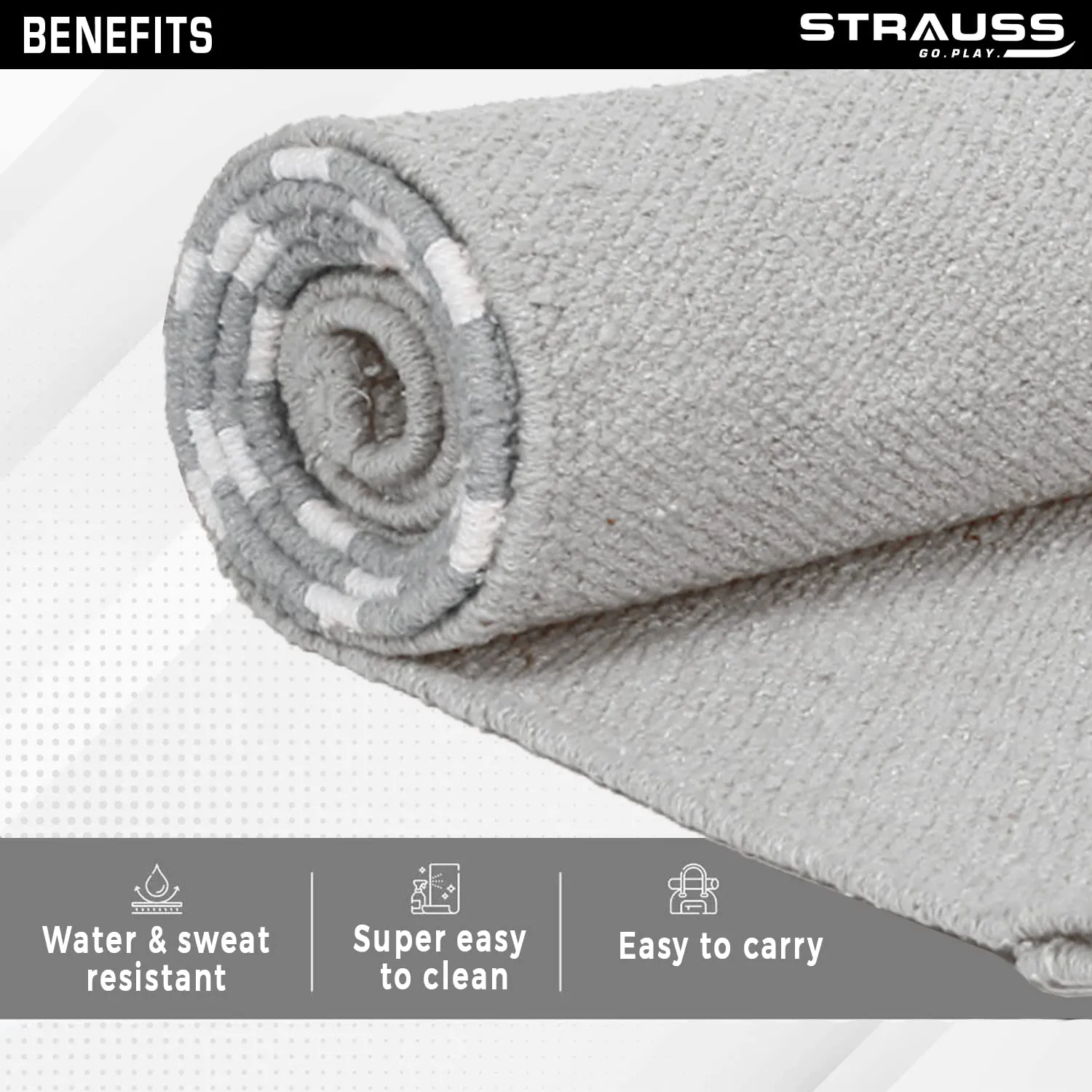 Strauss Breathable Cotton Yoga Mat with Carry Bag |Eco-friendlyAnti-Slip Exercise & Fitness Yoga Mat for Men & Women|Home & Gym Mat for Workout, Yoga,Pilates & Floor ExercisesSizes-2X6ft,(Red Pattern)