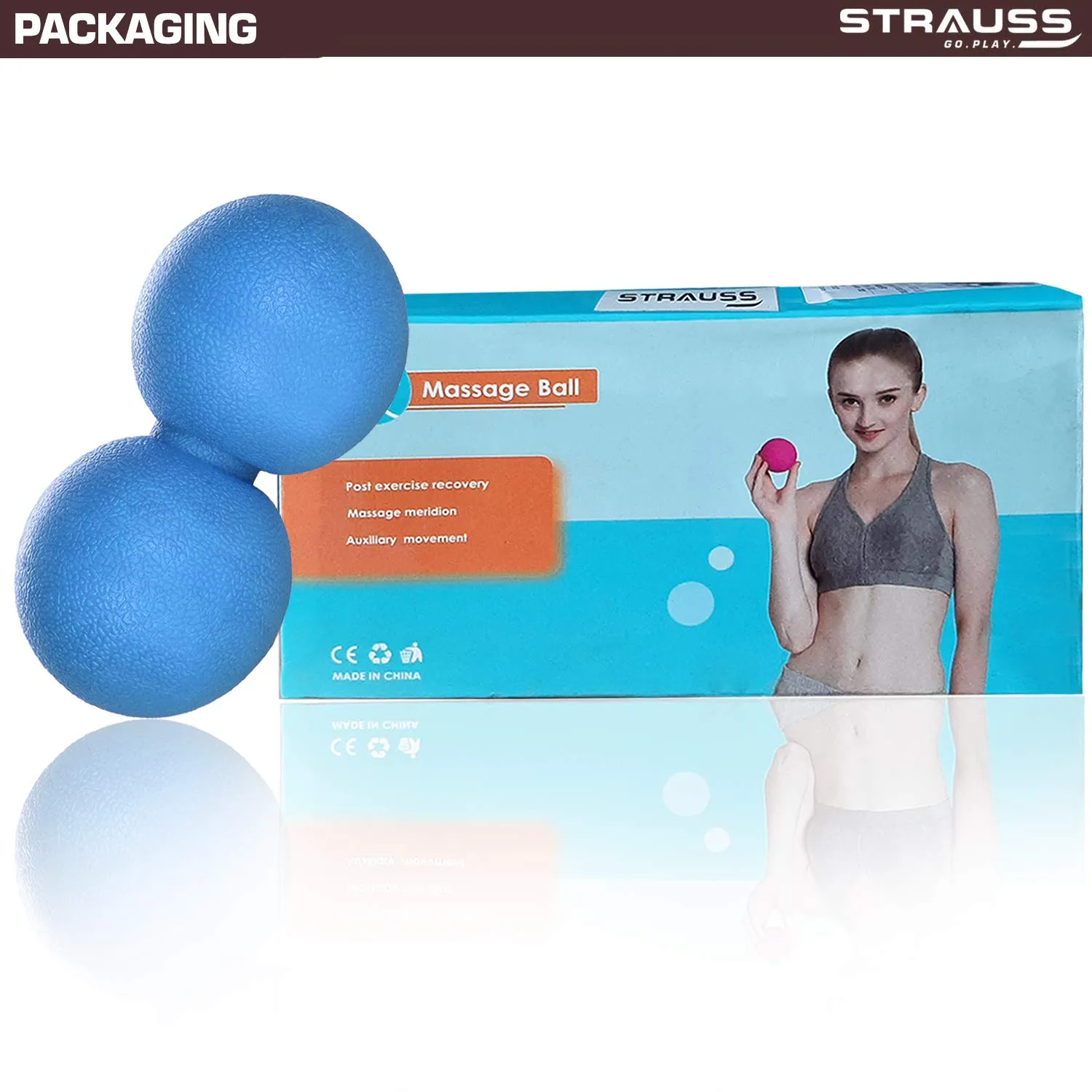 Strauss Yoga & Lacrosse Massage Dual Peanut Shaped Ball | Ideal for Physiotherapy, Deep Tissue Massage, Trigger Point Therapy, Muscle Knots | High-Density Roller & Acupressure Ball for Myofascial Release & Pain Relief, (Blue)