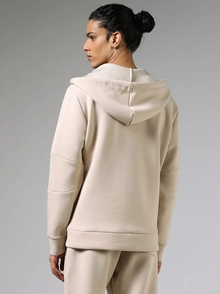 Studiofit Beige Relaxed-Fit Hoodie Jacket