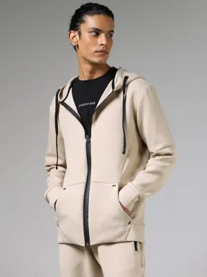 Studiofit Beige Relaxed-Fit Hoodie Jacket