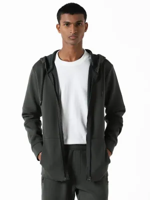 Studiofit Olive Relaxed-Fit Hoodie Jacket