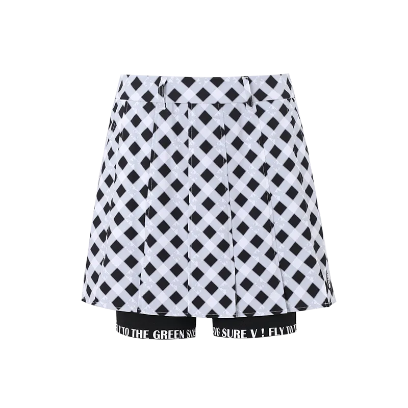 SVG Golf Spring and Summer Women's Black and White Plaid Print Sports Skort