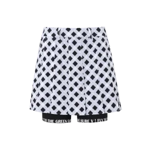 SVG Golf Spring and Summer Women's Black and White Plaid Print Sports Skort