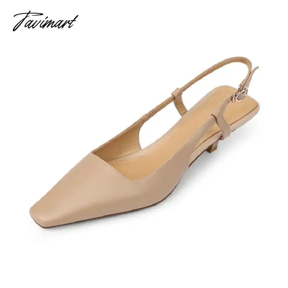 TAVIMART  Summer Women Shoes Cow Leather Shoes Women Slingback Thin Heel Sandals for Women Square Toe Women Shoes Designer sandals