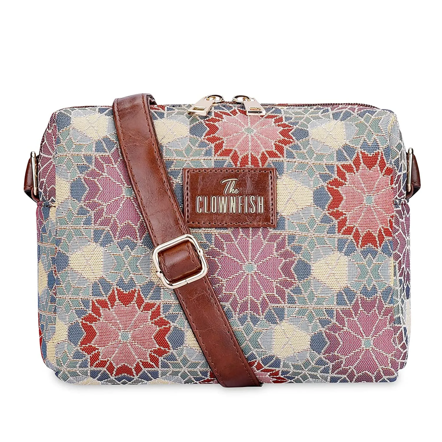 THE CLOWNFISH Adelina Series Sling for Women Faux Leather Casual Ladies Single Shoulder Bag For Women Crossbody Bag for College Girls (Multicolour-Floral)