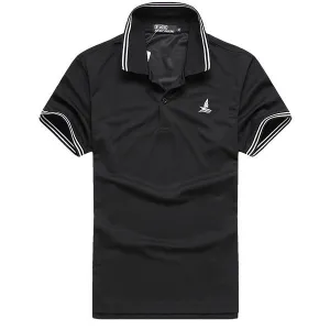 Turn down Collar Short Sleeved Polo Shirts Summer Quick Dry Striped