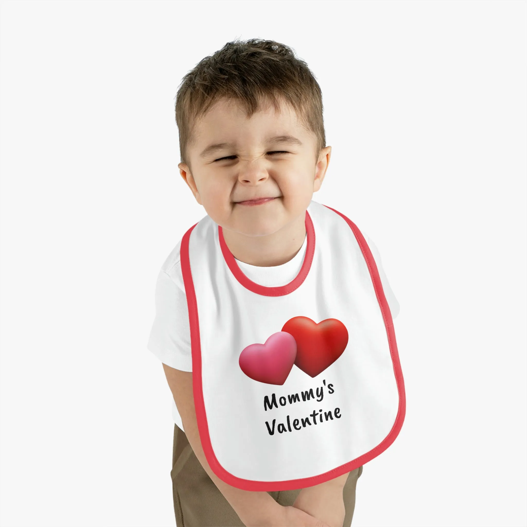 Valentine's "Mommy's Valentine" Baby Contrast Trim Jersey Bib