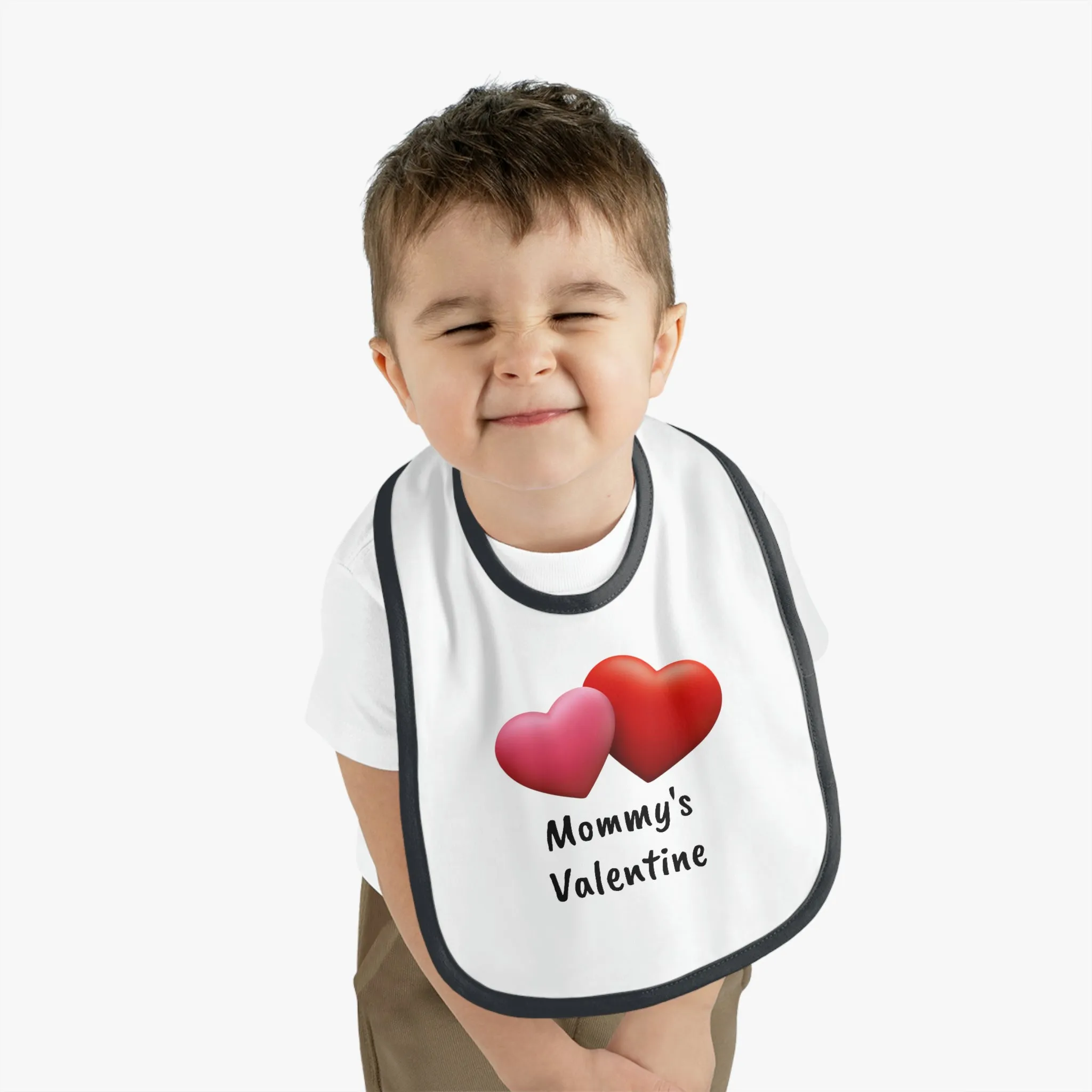 Valentine's "Mommy's Valentine" Baby Contrast Trim Jersey Bib