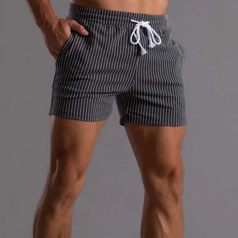 Vertical Stripe Cotton Fitness Running Shorts