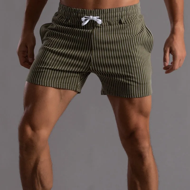 Vertical Stripe Cotton Fitness Running Shorts