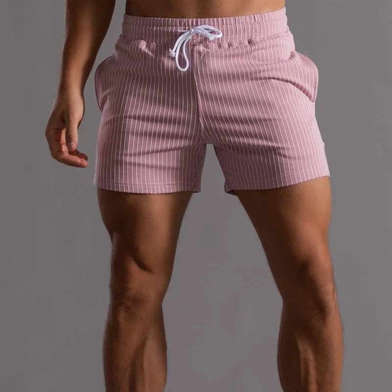 Vertical Stripe Cotton Fitness Running Shorts