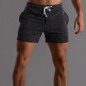 Vertical Stripe Cotton Fitness Running Shorts