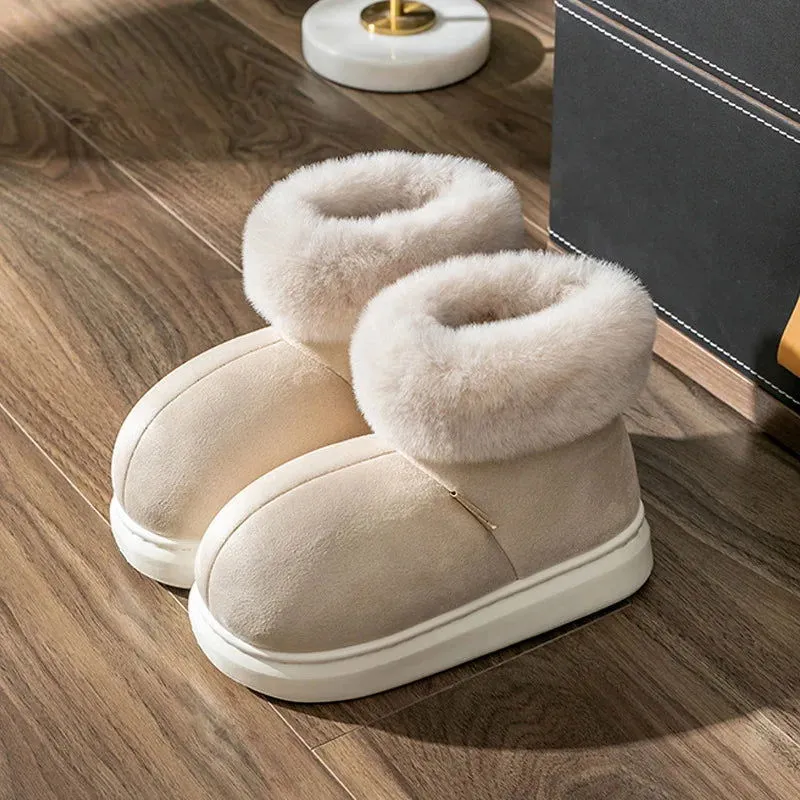 Warm Cozy Plush Fluffy Fur Slip-on Suede Snow Boots